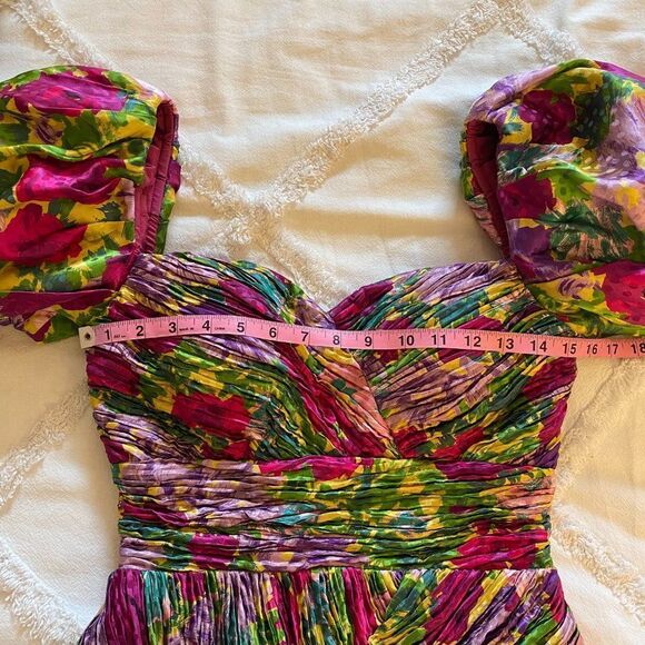 Ronny Kobo Francesca Puff Sleeve Abstract Floral Mini Dress - Picture 7 of 9